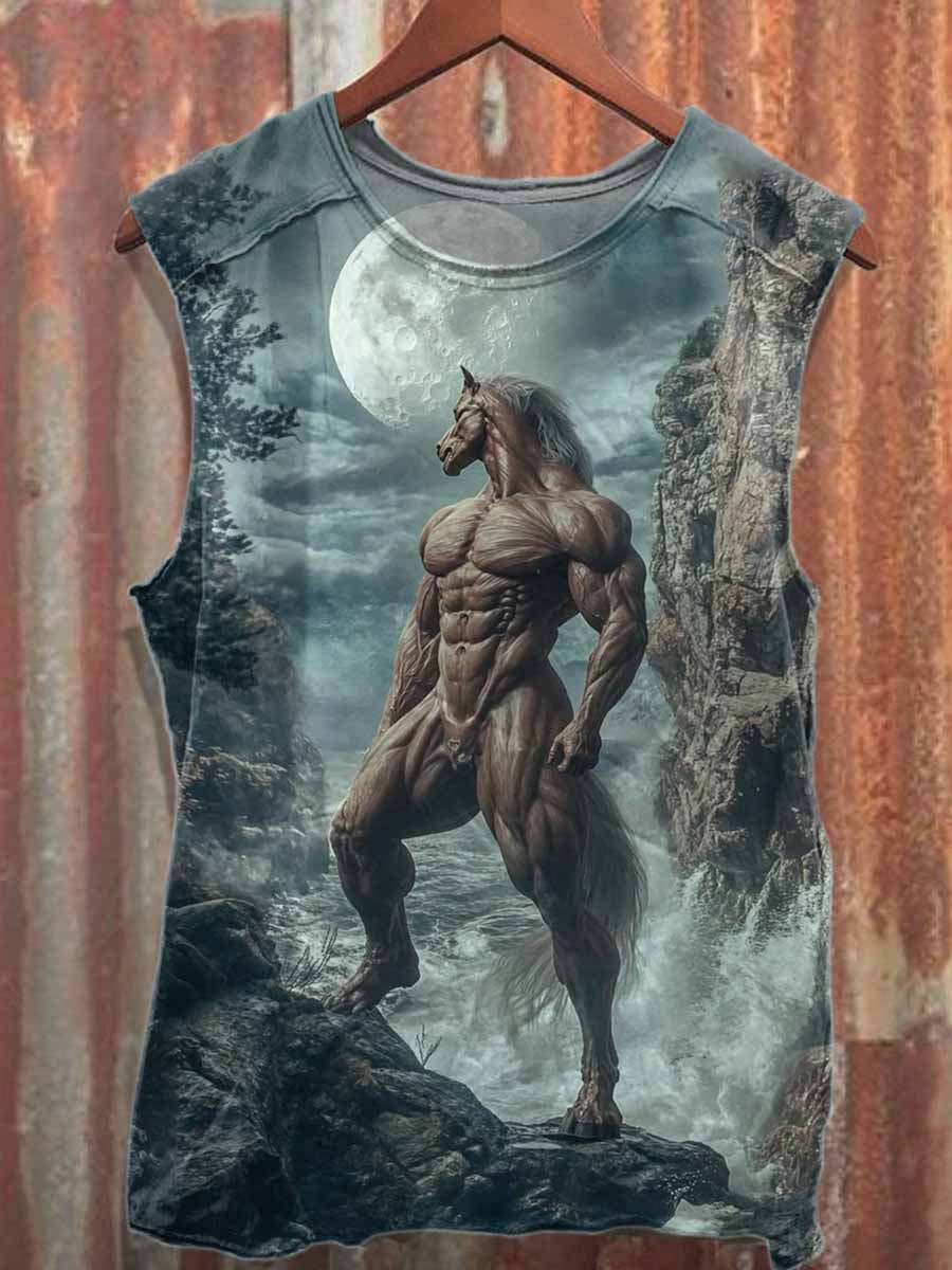 Retro Art Graffiti Printed Casual Cotton Tank Top