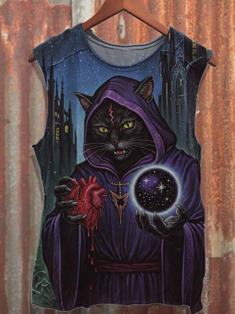 Retro Art Graffiti Printed Casual Cotton Tank Top