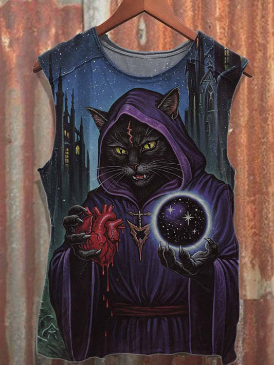 Retro Art Graffiti Printed Casual Cotton Tank Top