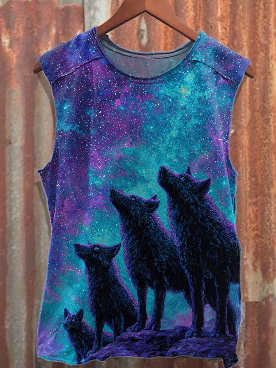 Retro Art Graffiti Printed Casual Cotton Tank Top