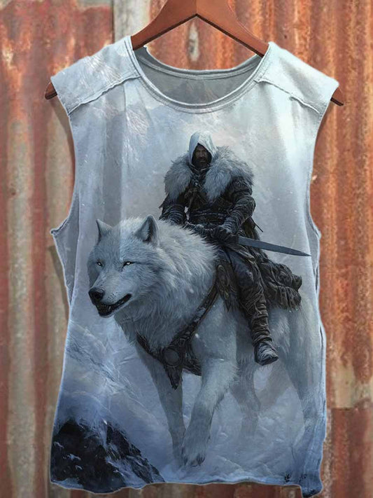 Retro Winter Monster Print Casual Cotton Tank Top