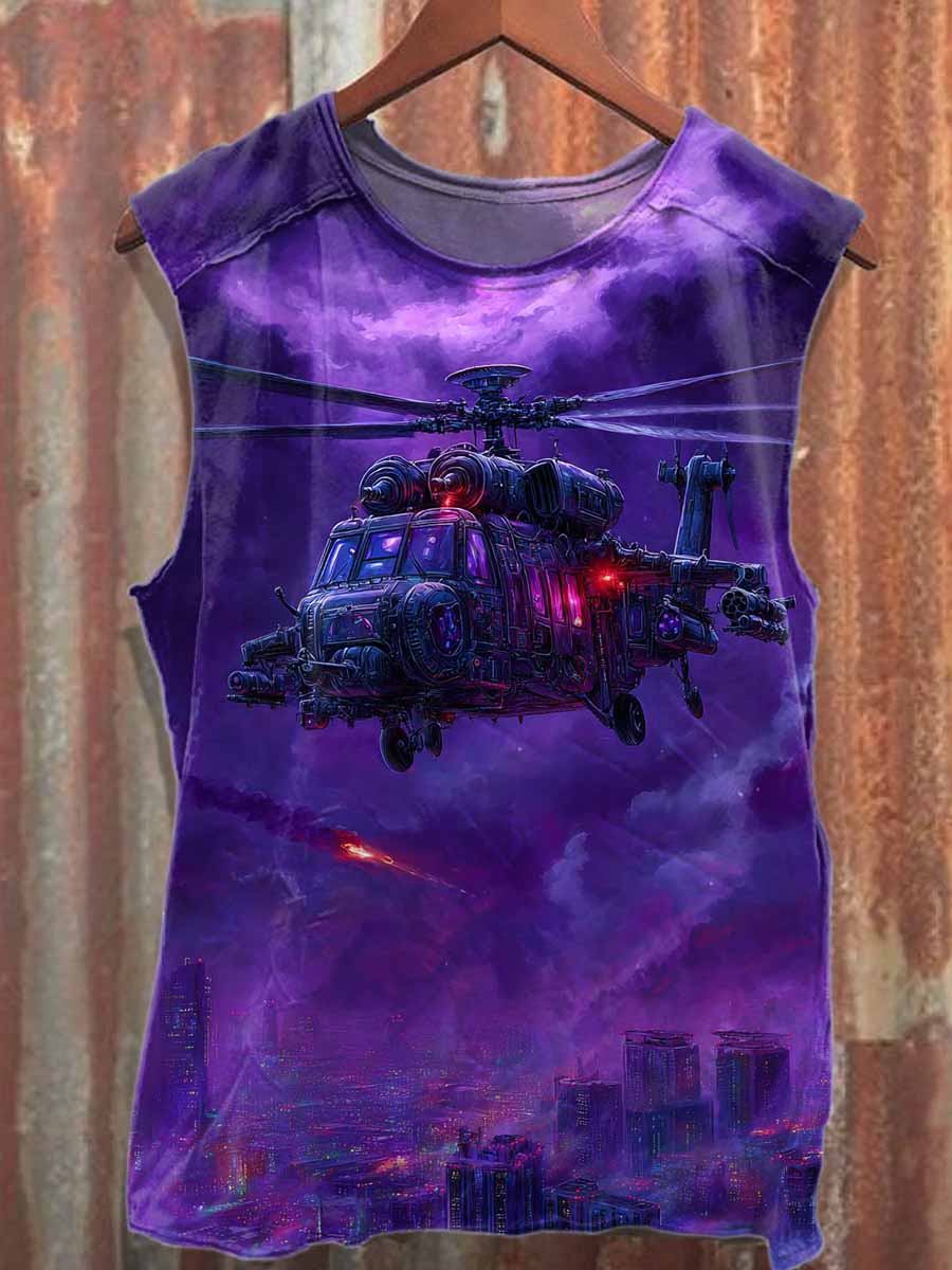 Retro Art Graffiti Printed Casual Cotton Tank Top