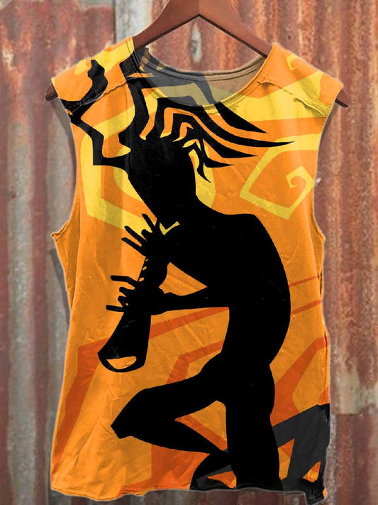 Retro Art Graffiti Printed Casual Cotton Tank Top