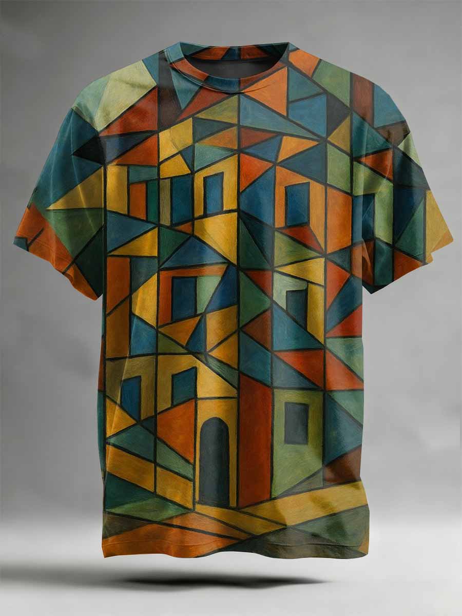 Retro Abstract Art Printed Casual T-Shirt