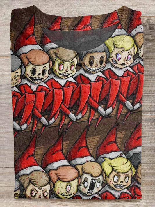 Christmas Marionette Printed Loose Short Sleeved T-shirt