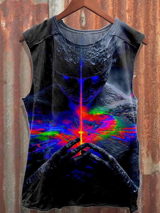 Retro Graffiti Style Pattern Casual Tank Top