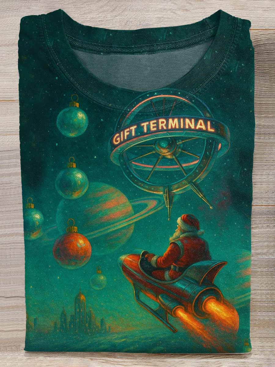 Funny Santa Claus Print Loose Short Sleeved T-Shirt