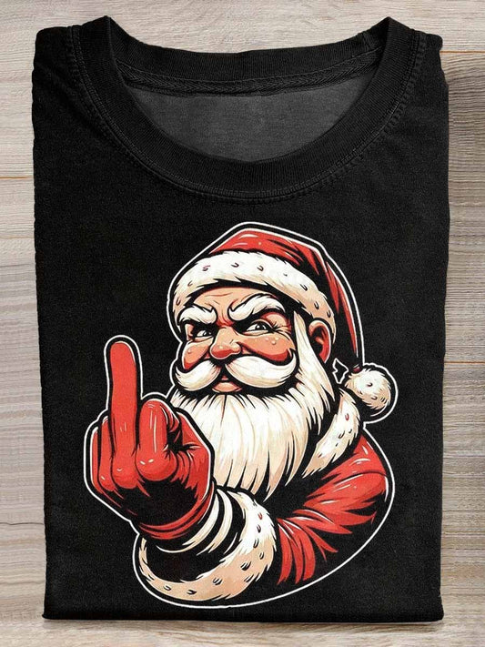 Funny Santa Claus Print Loose Short Sleeved T-Shirt