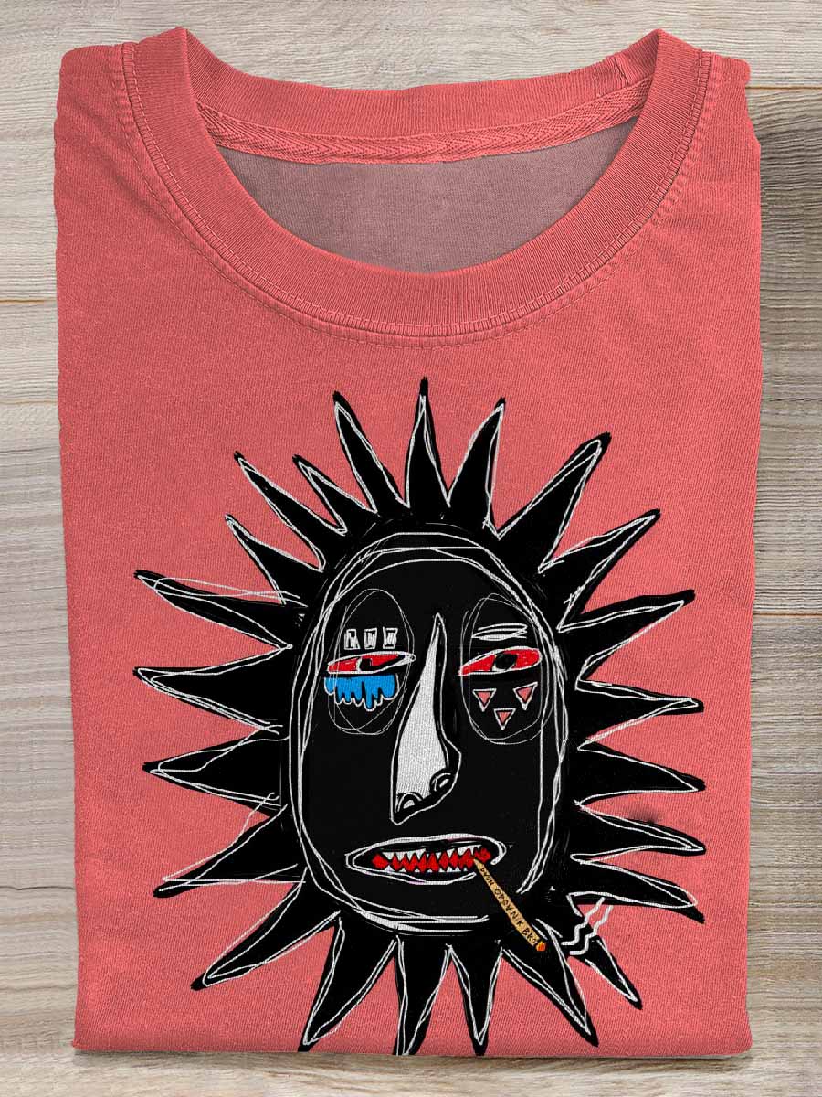 Retro Graffiti Pattern Casual T-shirt