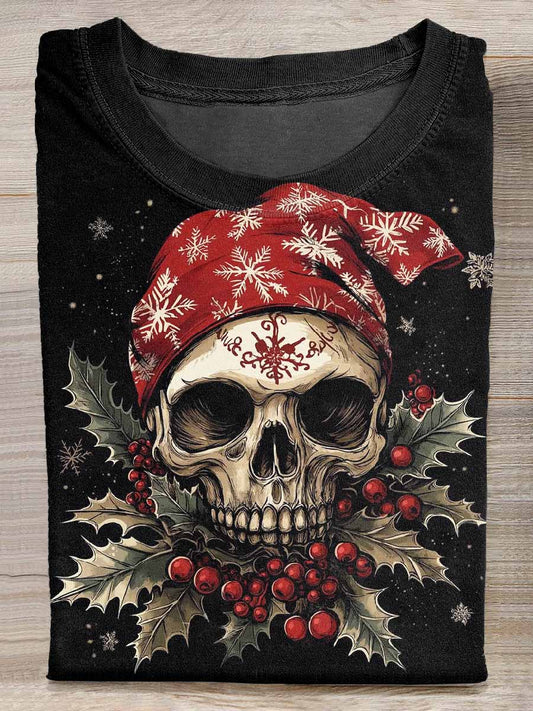 Christmas Skeleton Print Loose Short Sleeved T-Shirt