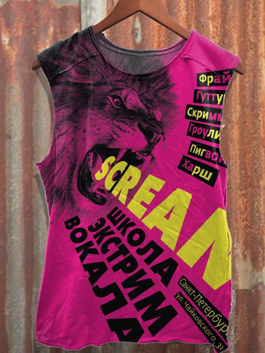 Retro Graffiti Art Print Loose Tank Top