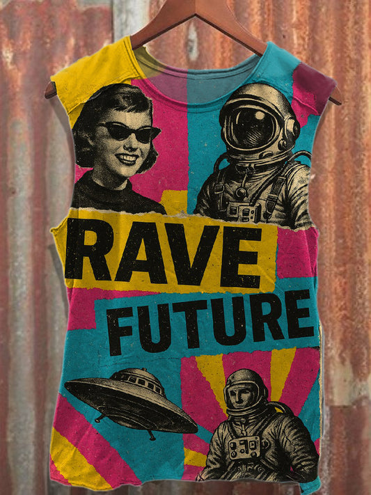 Retro Graffiti Art Print Loose Tank Top