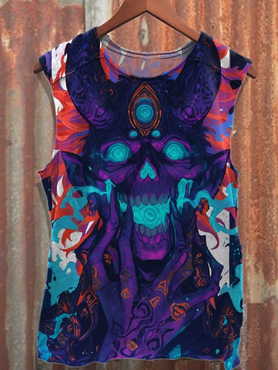 Retro Graffiti Art Print Loose Tank Top