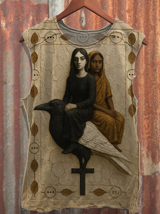 Retro Graffiti Print Casual Cotton Tank Top