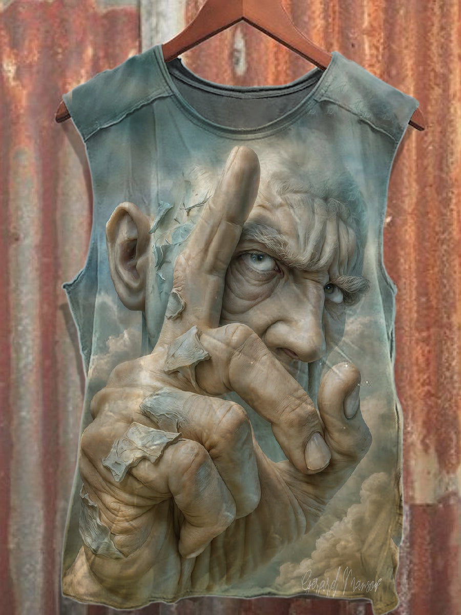 Retro Graffiti Print Casual Cotton Tank Top