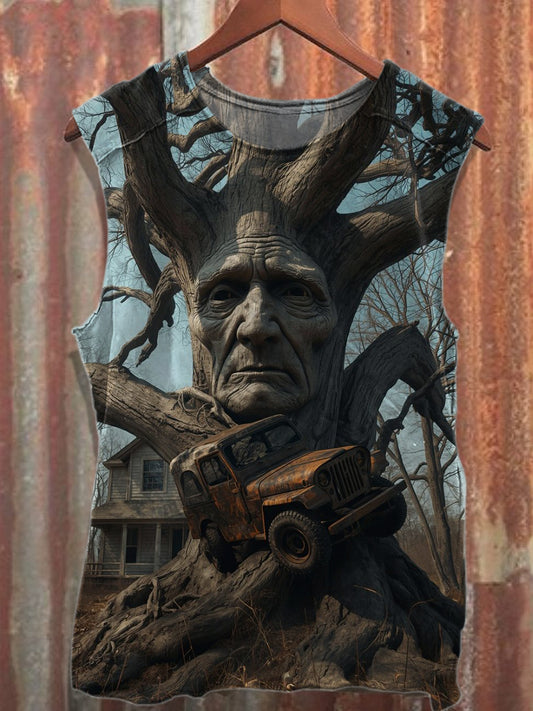 Retro Graffiti Print Casual Cotton Tank Top