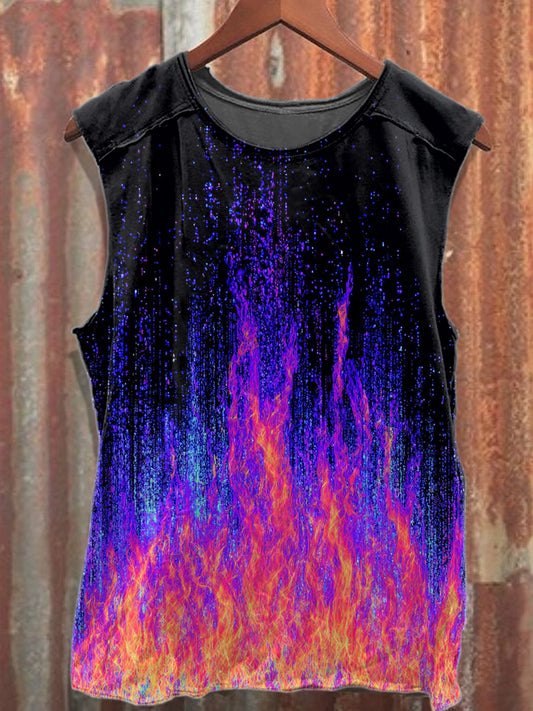 Retro Graffiti Print Casual Cotton Tank Top