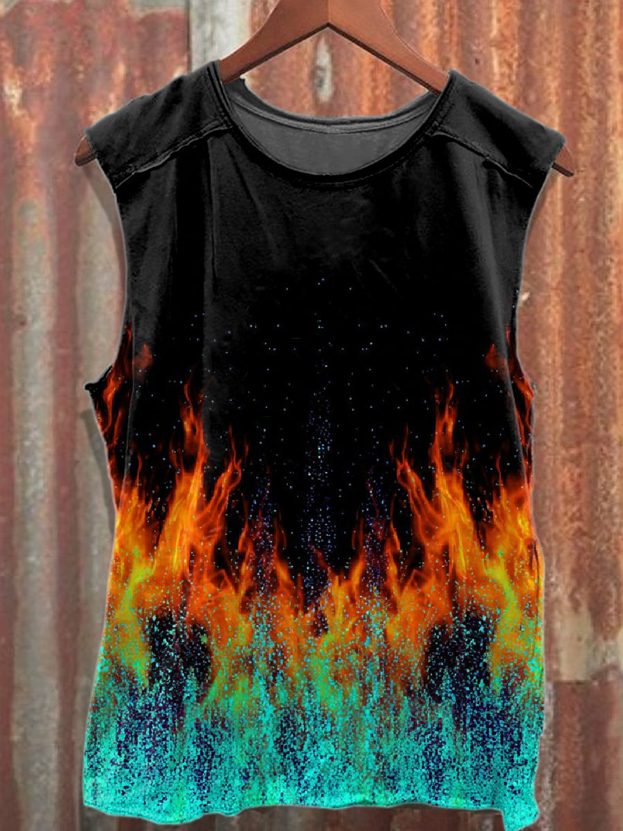 Retro Graffiti Print Casual Cotton Tank Top