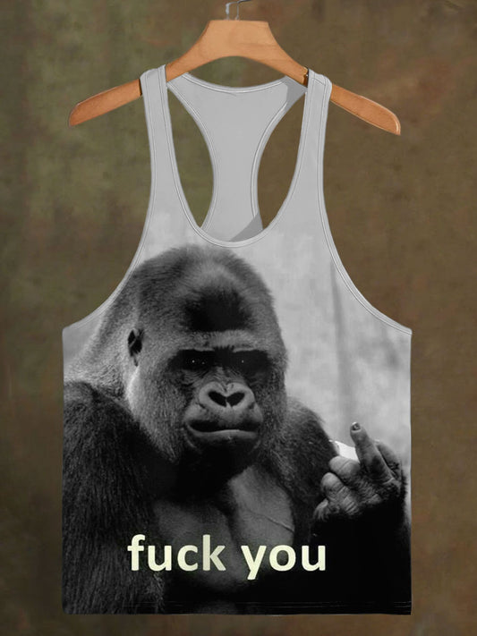 Men's Fun Gorilla Print Casual Cotton Tank Top