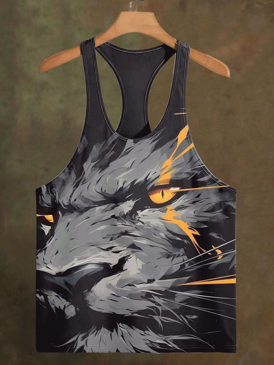 Men's Lion's Eye Print Casual Cotton Tank Top