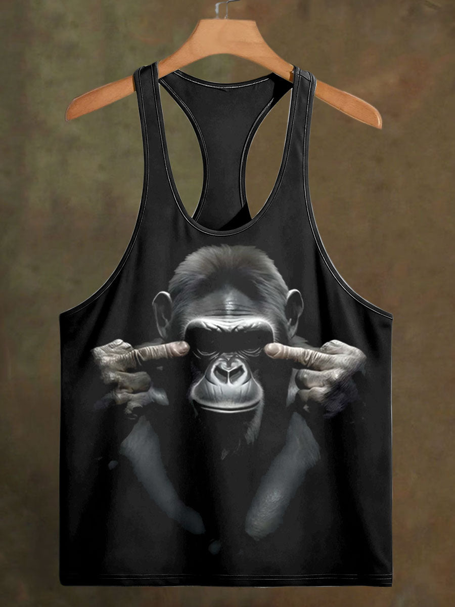 Men's Orangutan Print Casual Cotton Vest