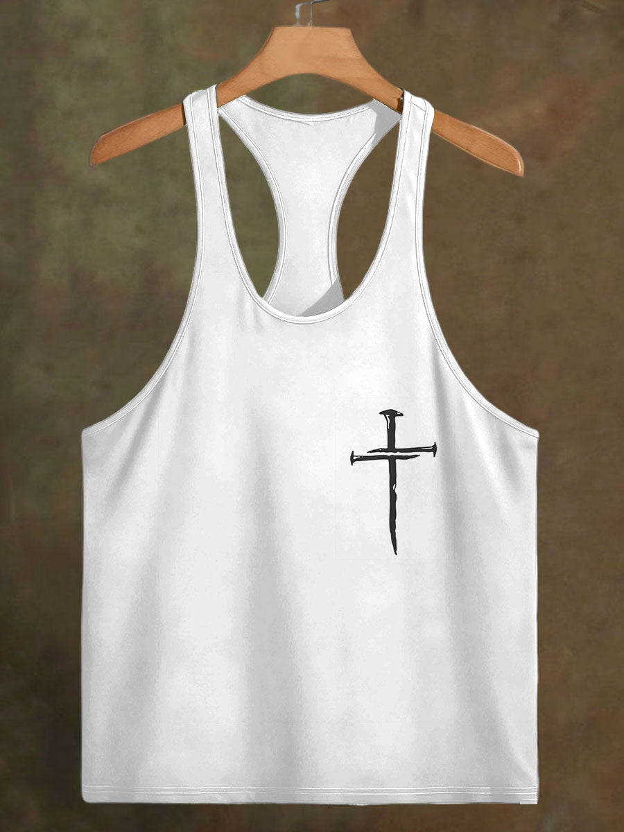 Men's Cross Print Casual Cotton Tank Top
