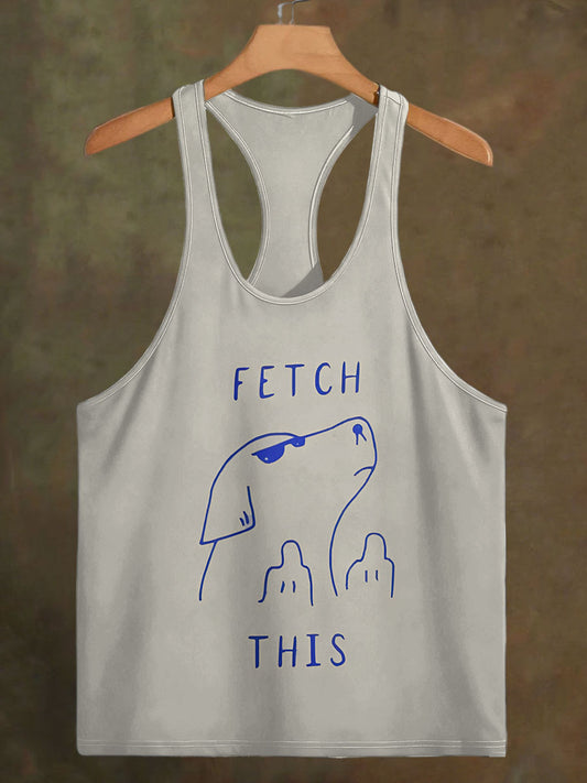 Men's Fun Puppy Print Casual Cotton Tank Top