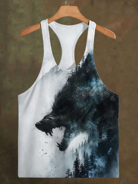 Men's Wolf of the Woods Printed Casual Cotton Tank Top