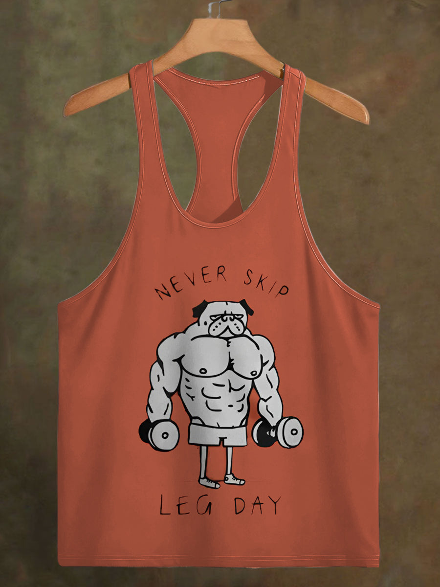Men's Fun Muscle Dog Print Casual Cotton Tank Top