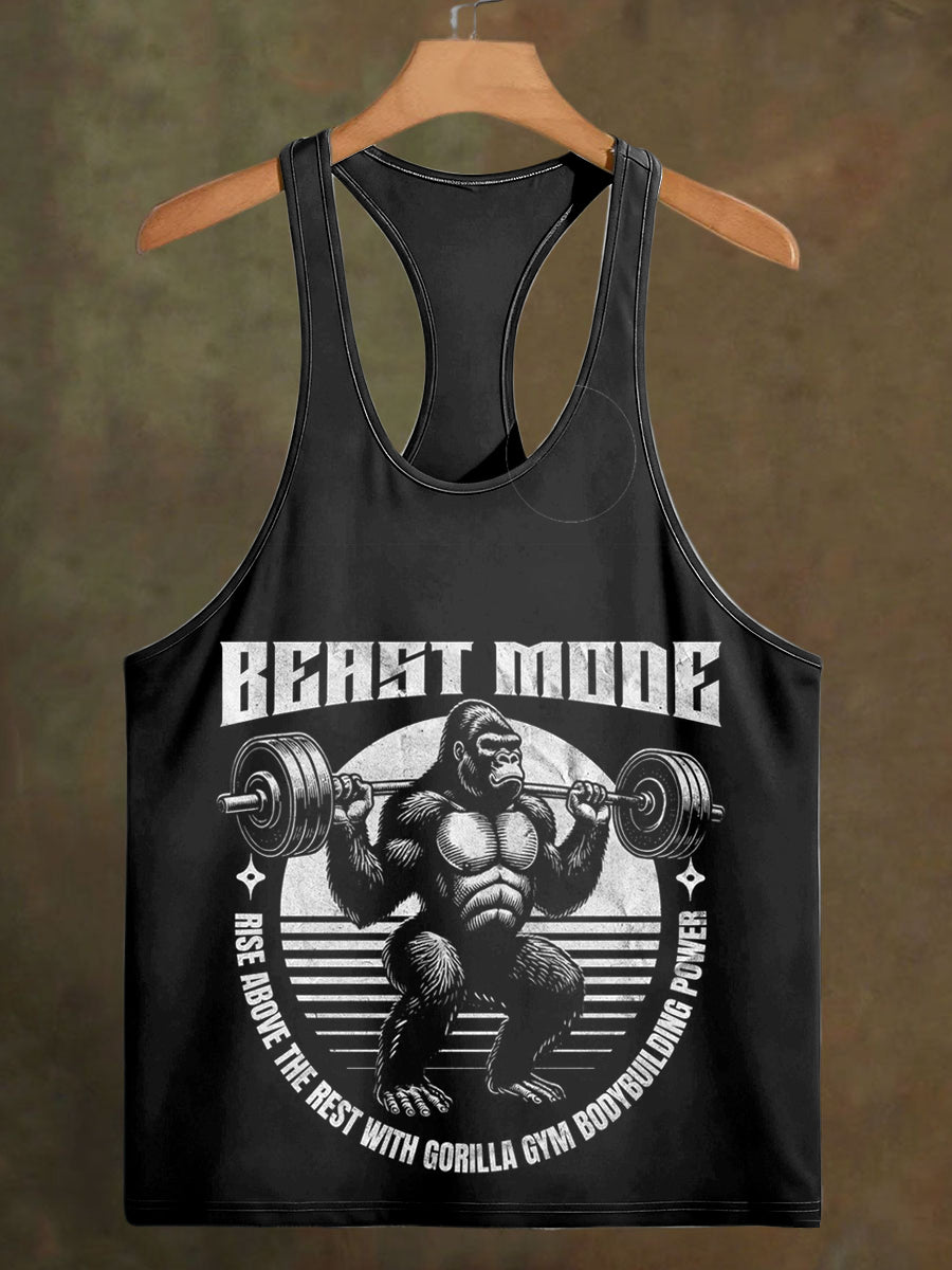 Men's Fun Gorilla Print Casual Cotton Tank Top