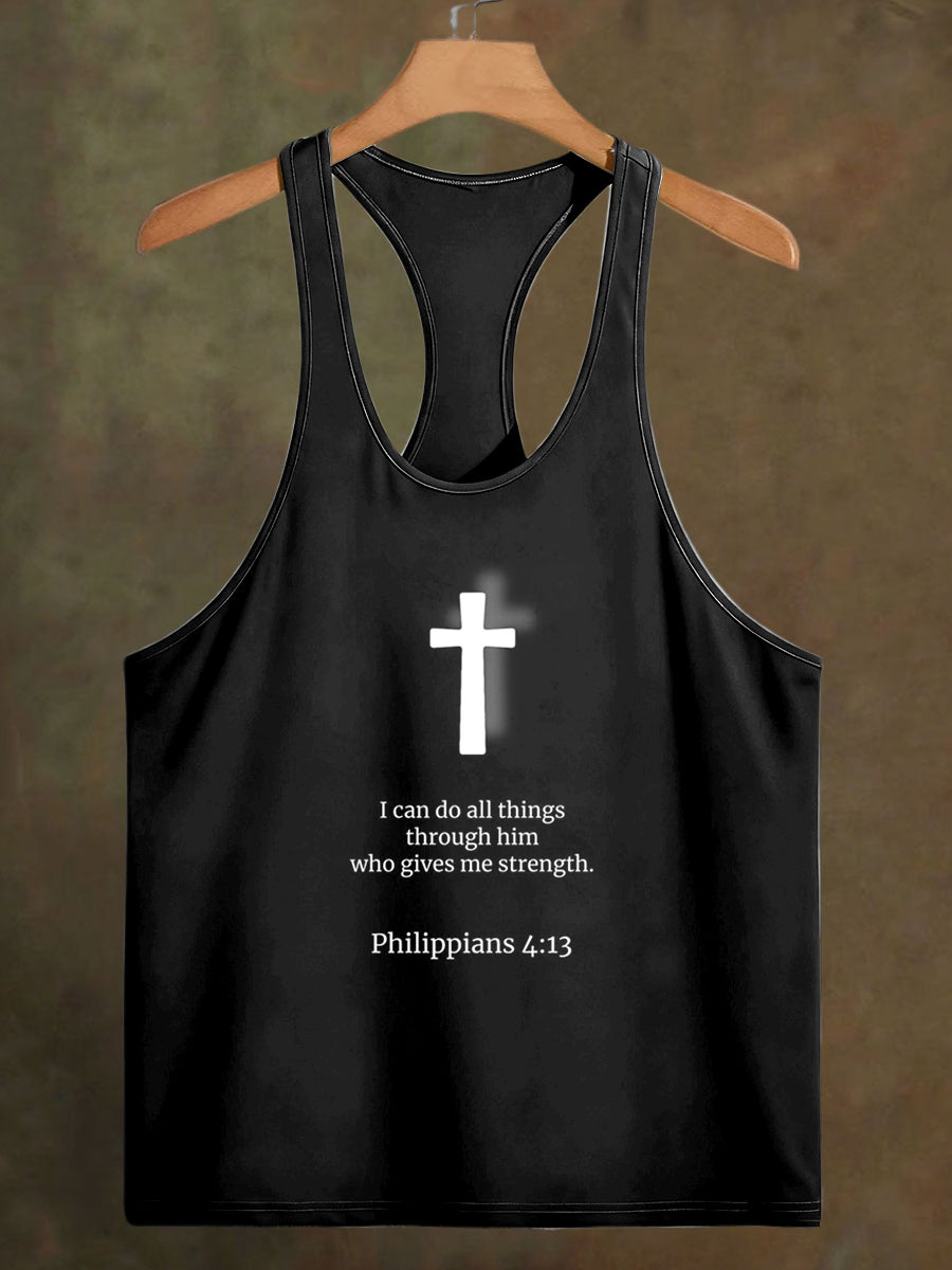 Men's Cross Faith Printed Casual Cotton Tank Top