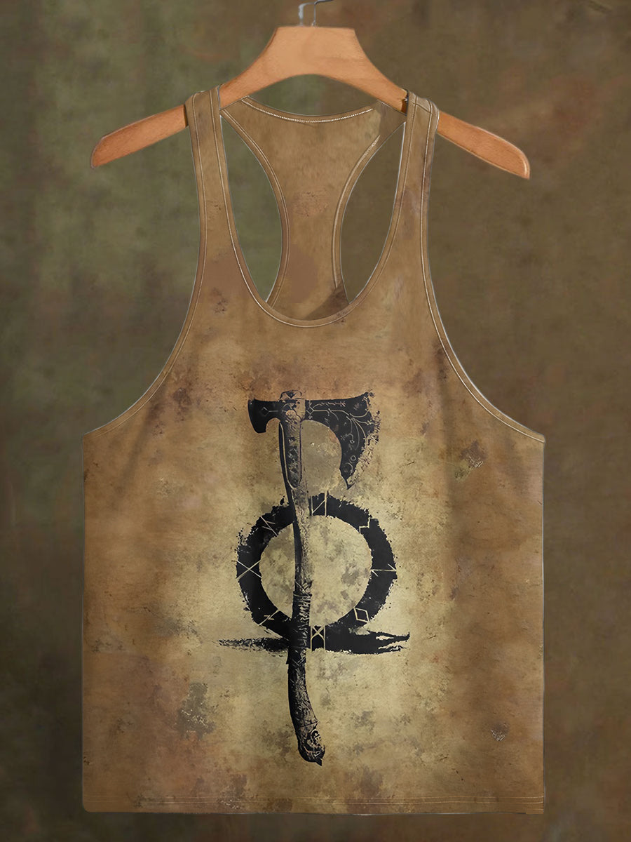 Men's Power Axe Print Casual Cotton Tank Top