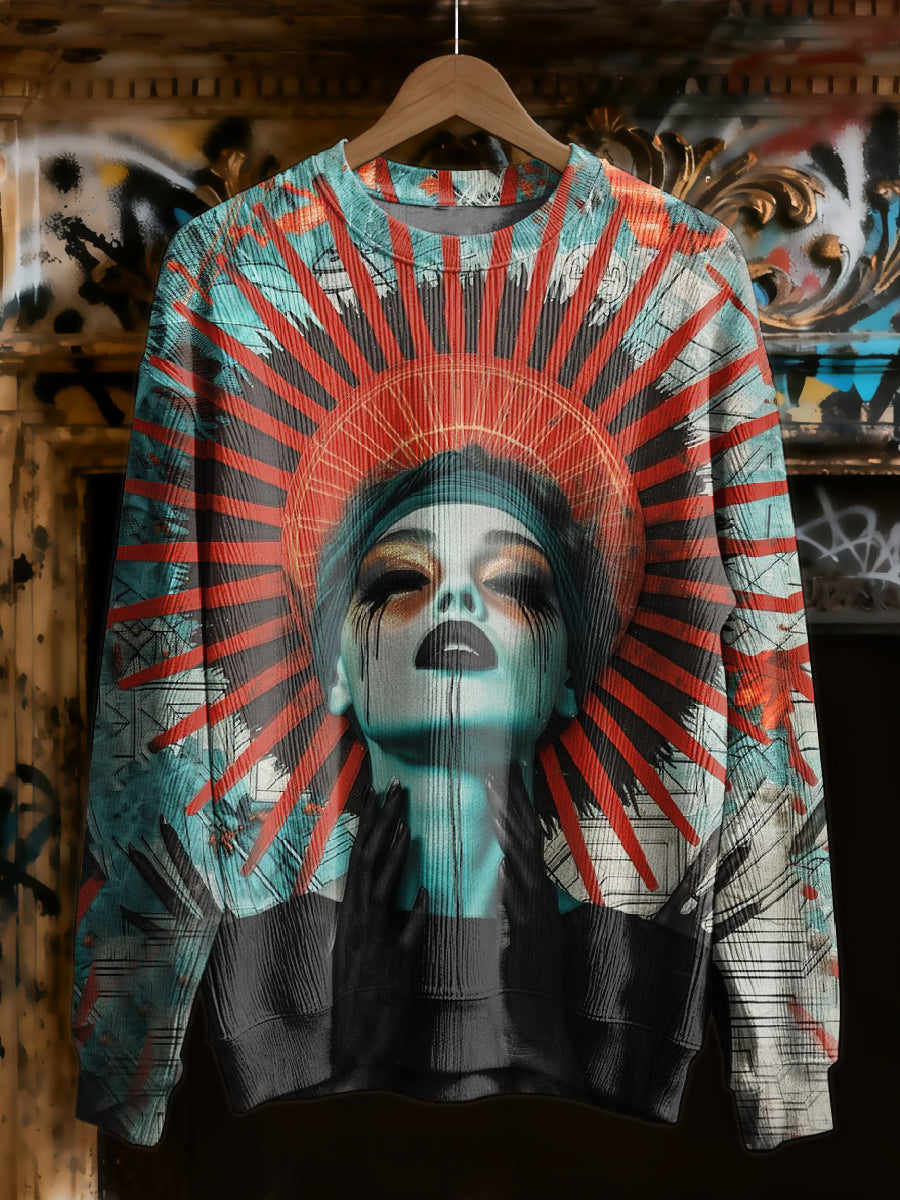 Fantasy Graffiti Printed Casual Long Sleeved Sweatshirt