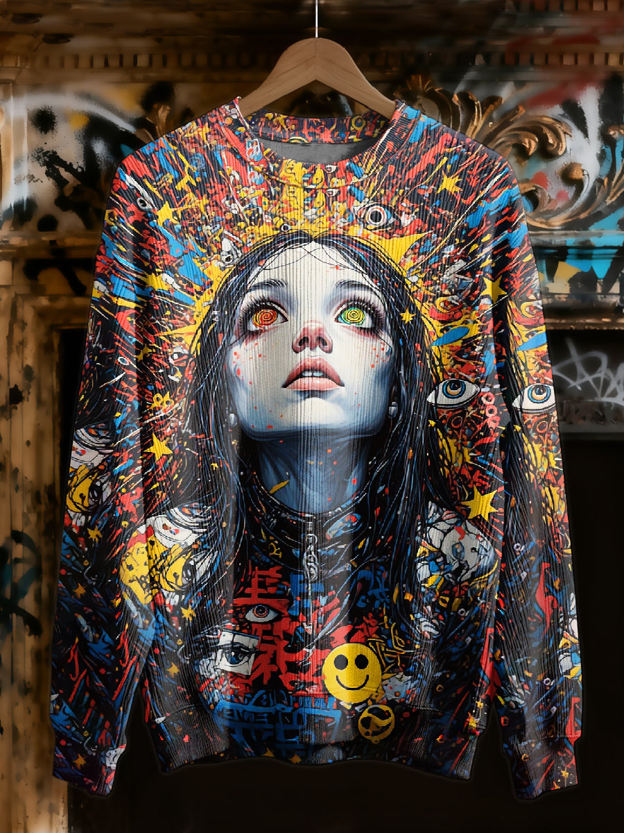 Fantasy Graffiti Printed Casual Long Sleeved Sweatshirt