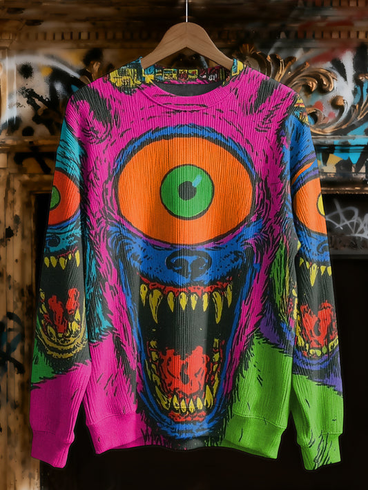 Retro Graffiti Style Printed Casual Sweatshirt