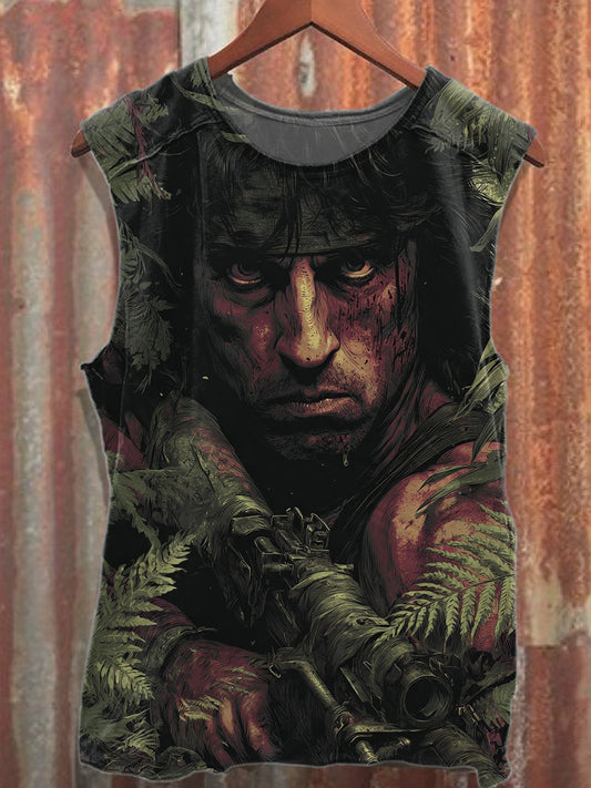 Retro Sniper Print Cotton T-Shirt