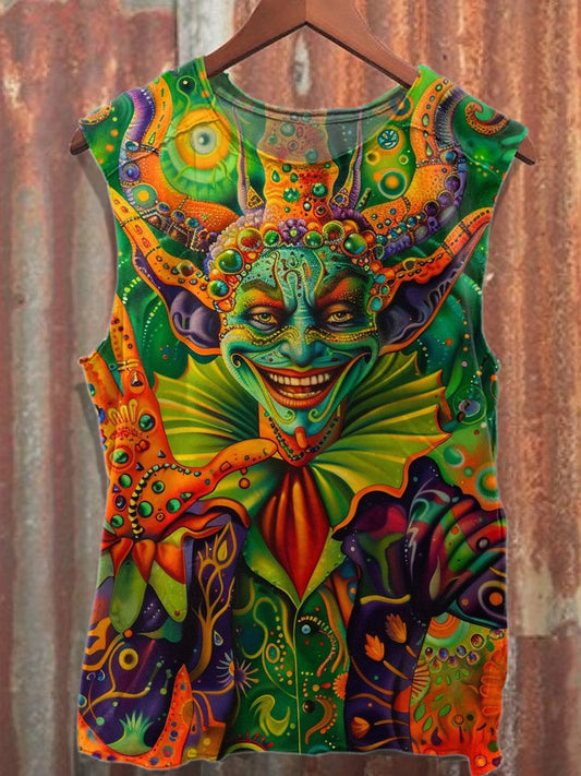 Gorgeous Graffiti Printed Casual Cotton Tank Top