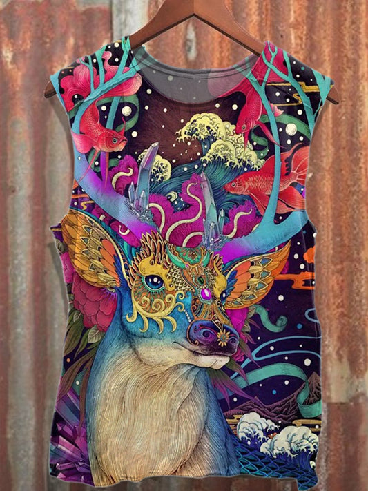 Gorgeous Graffiti Printed Casual Cotton Tank Top