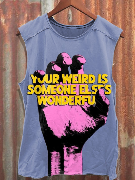 Retro Funny Print Casual Cotton Tank Top