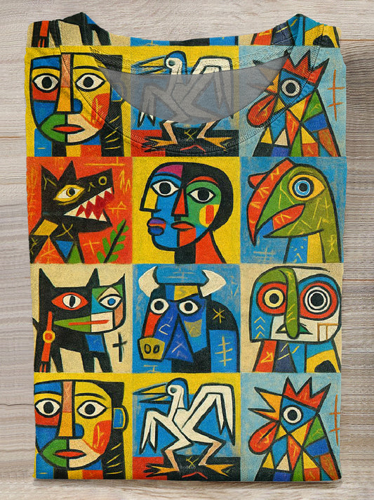 Retro Funny Print Casual Cotton T-Shirt