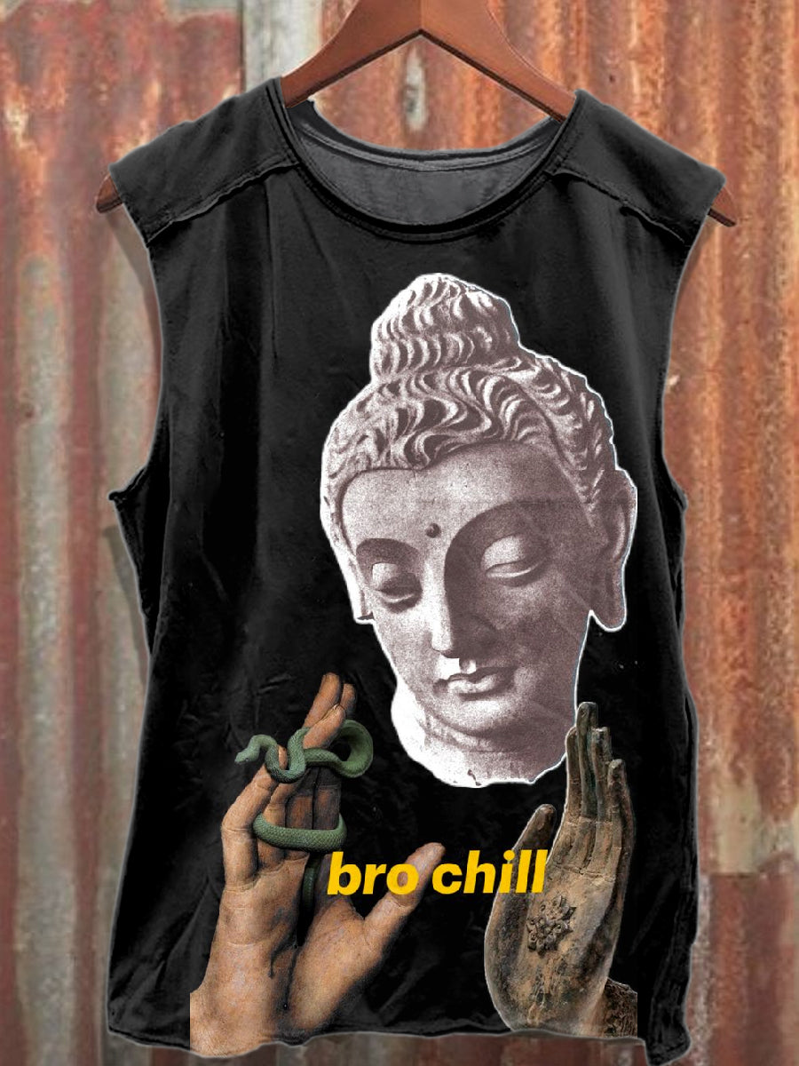 Retro Funny Print Casual Cotton Tank Top