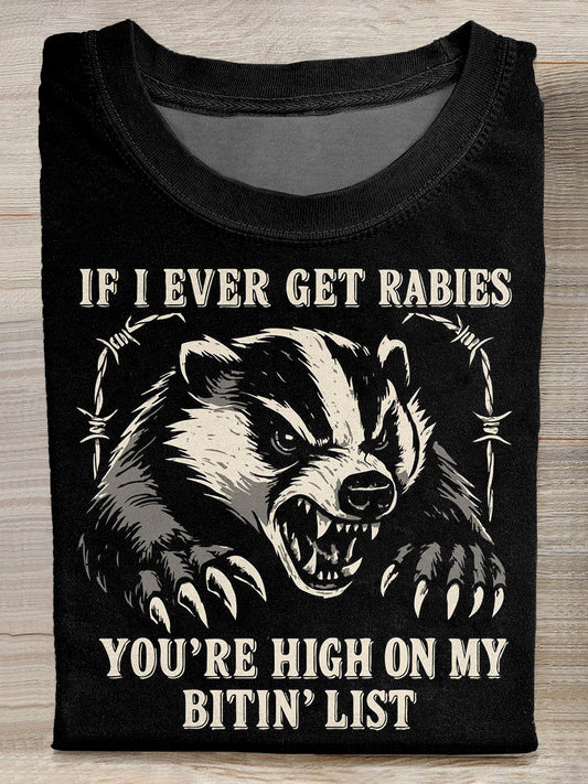 Retro Funny Print Casual Cotton T-Shirt