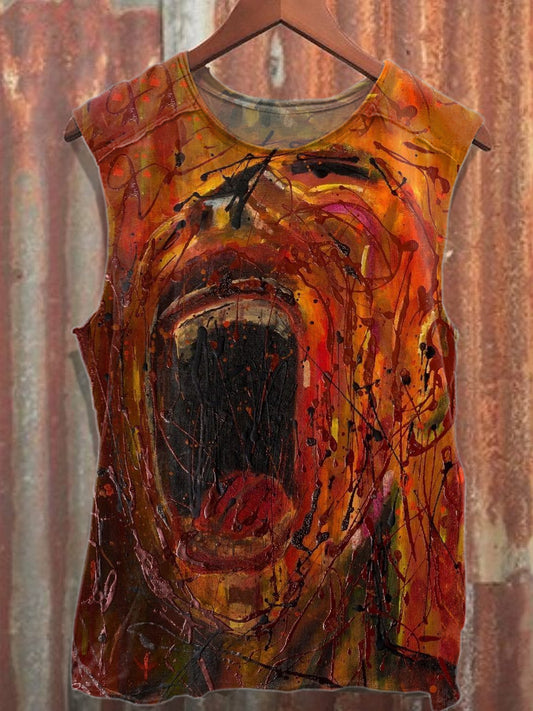 Gorgeous Graffiti Printed Casual Cotton Tank Top
