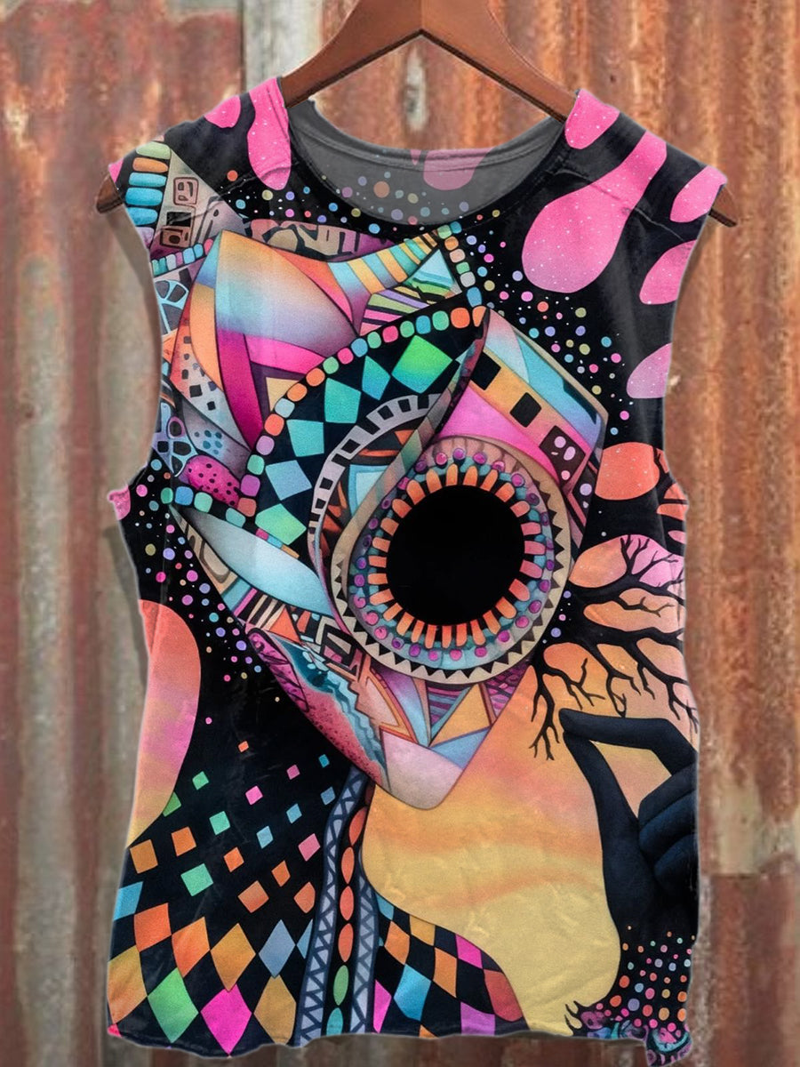 Gorgeous Graffiti Printed Casual Cotton Tank Top