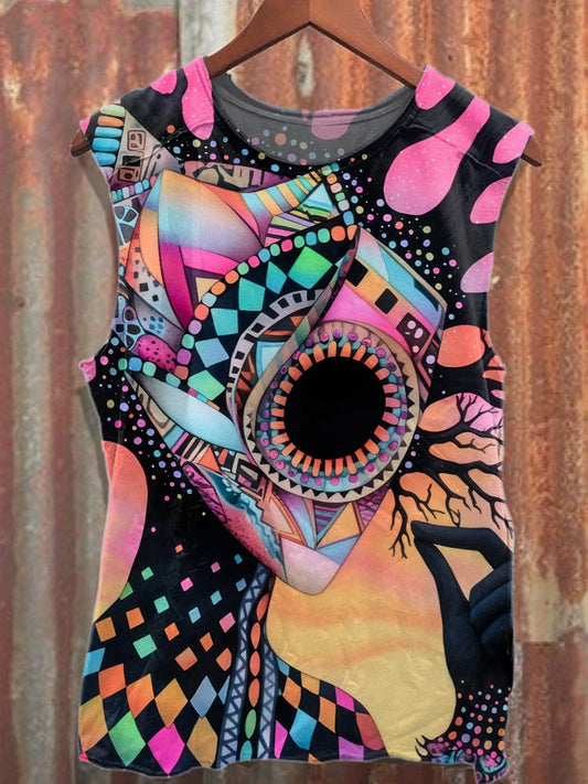 Gorgeous Graffiti Printed Casual Cotton Tank Top