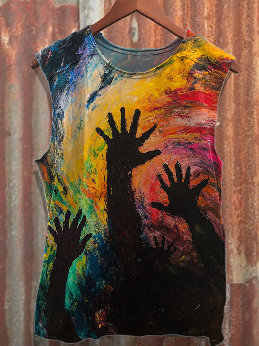 Gorgeous Graffiti Printed Casual Cotton Tank Top