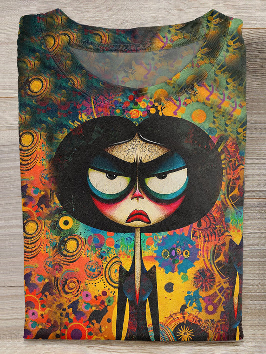 Gorgeous Graffiti Printed Casual Cotton T-Shirt