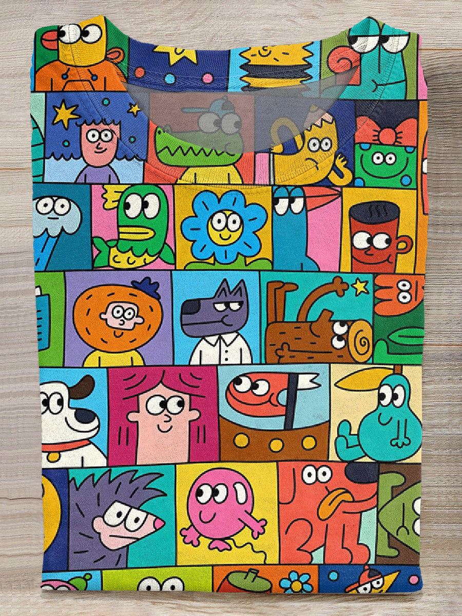 Gorgeous Graffiti Printed Casual Cotton T-Shirt