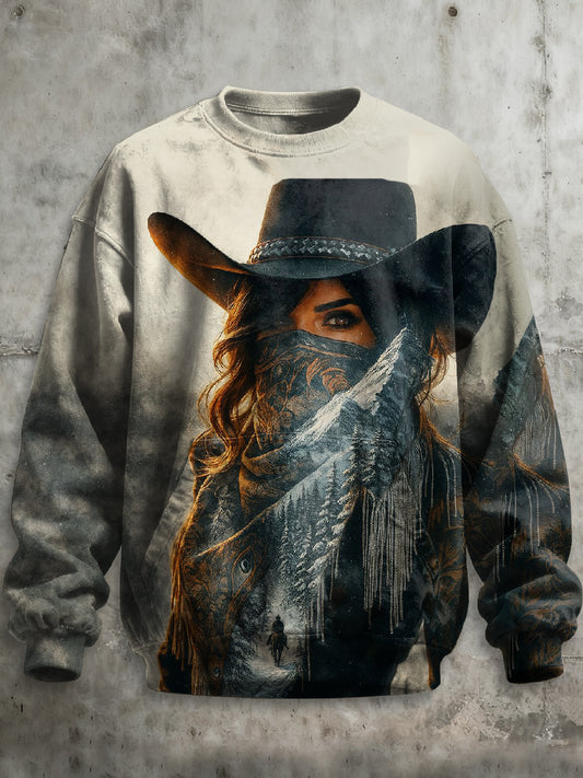 Retro Graffiti Printed Casual Long Sleeved Sweatshirt