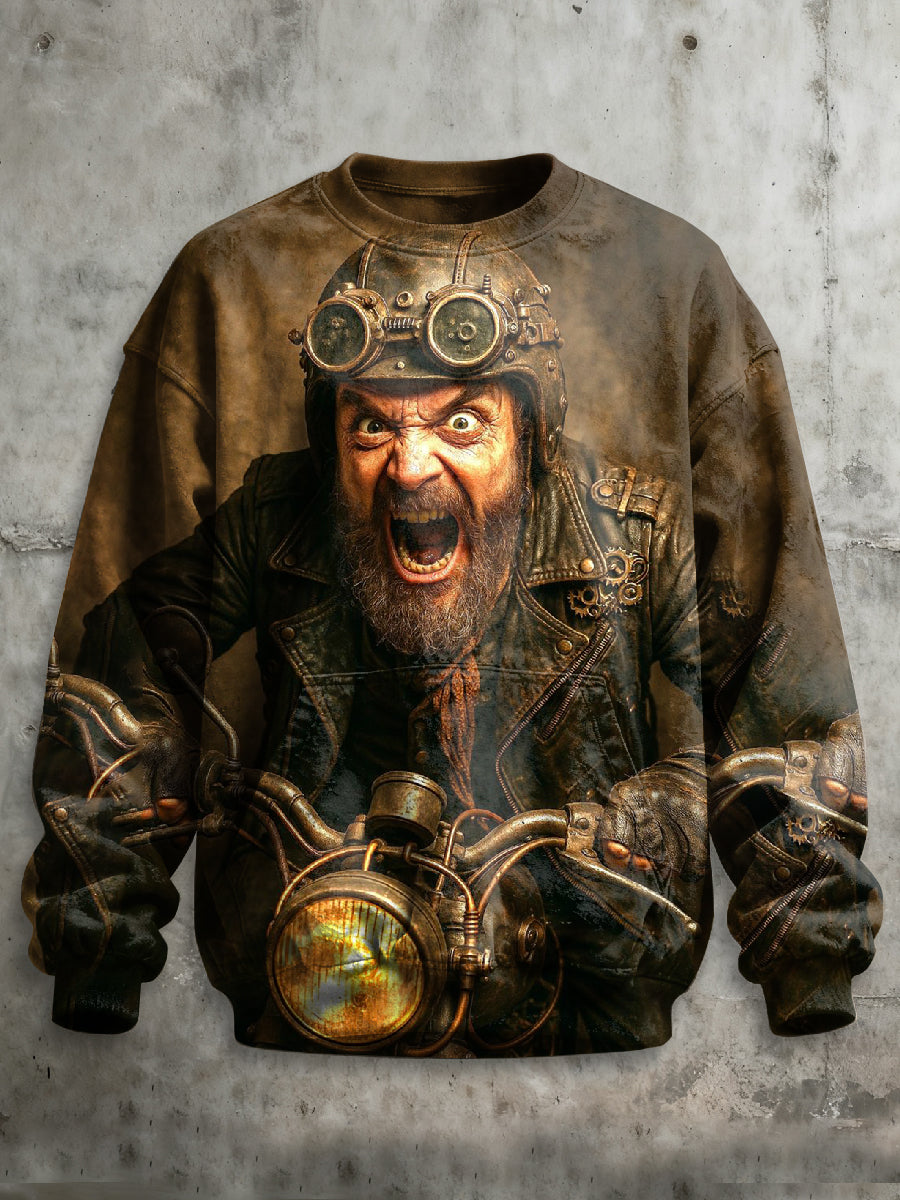 Retro Graffiti Printed Casual Long Sleeved Sweatshirt